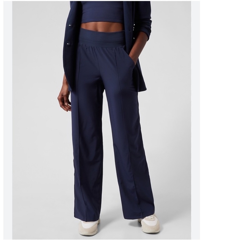 Athleta Nolita Navy Wide-Leg High-Rise Active Pants
